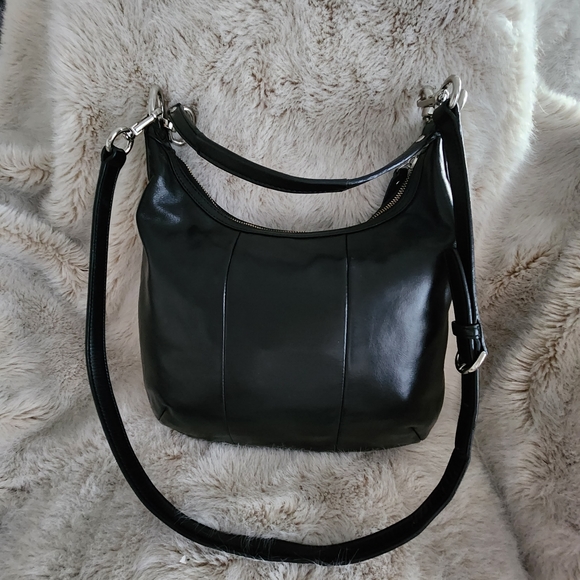 COACH Kristen BIG SNAP Closure Woven Black Shoulder Bag Handbag Sachtel - Picture 3 of 15